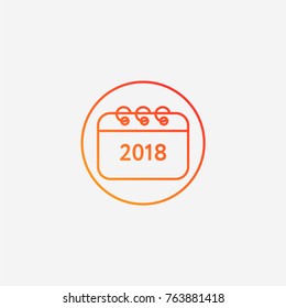 Calendar 2018 icon.gradient illustration isolated vector sign symbol
