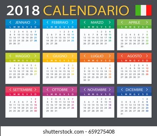 Calendar 2018 - Italian version - vector illustration