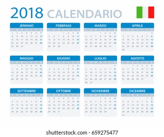 Calendar 2018 - Italian Version - vector illustration