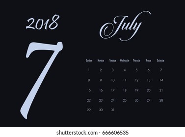 Calendar 2018 ,July