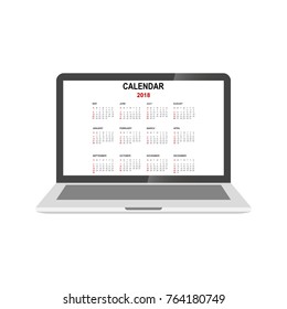 Calendar 2018 in laptop
