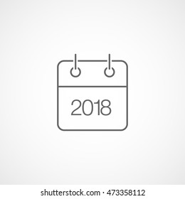 Calendar 2018 Line Icon On White Background