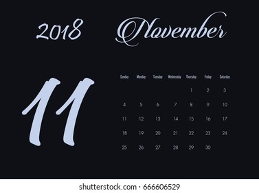 Calendar 2018 ,November