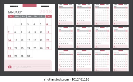 Calendar for 2018 pastel background