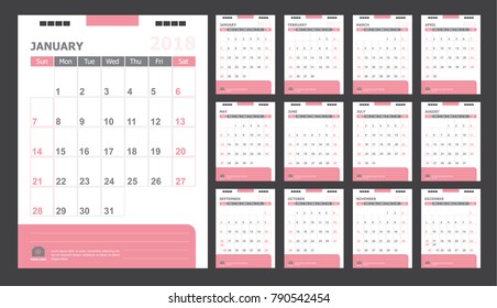 Calendar for 2018 pastel background