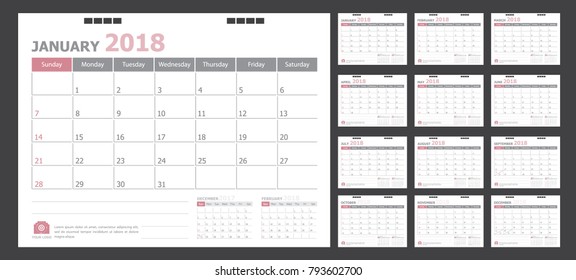 Calendar for 2018 pastel background