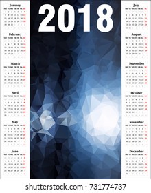 Calendar 2018 with a polygonal background