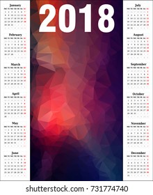 Calendar 2018 with a polygonal background