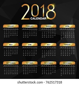 Calendar 2018 with polygonal background