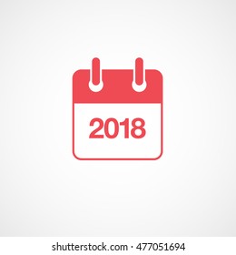 Calendar 2018 Red Flat Icon On White Background