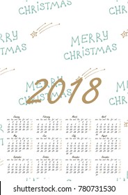 Calendar 2018 in Scandinavian style. For print, decor and creative design