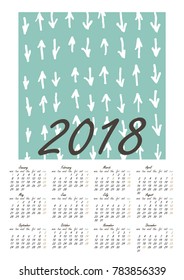 Calendar 2018 in Scandinavian style. For print, decor and creative design