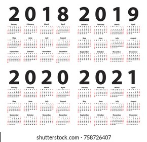 Calendar 2018 starting from Sunday. Vector illustration