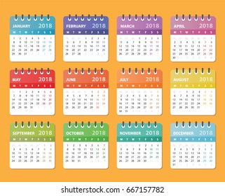 calendar for 2018 starts monday