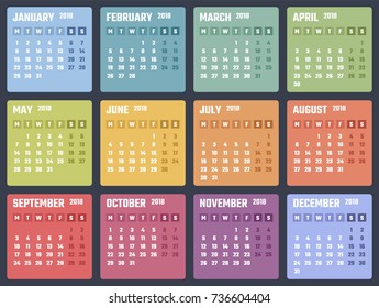 calendar for 2018 starts monday