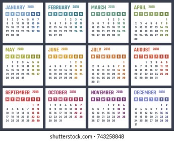 calendar for 2018 starts monday