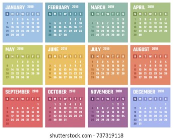 calendar for 2018 starts sunday