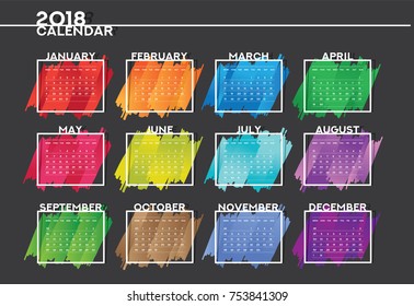 Calendar 2018 template - 12 months included - A5 Size 