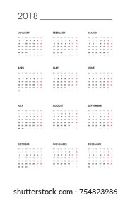 Calendar 2018 template