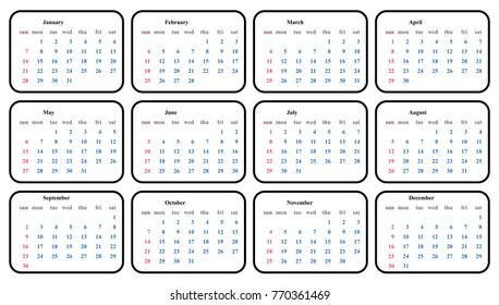 calendar 2018 template simple planner vector design
