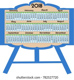 Calendar for 2018 with top blank page for an image