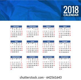 calendar 2018 Vector EPS 10 illustration.