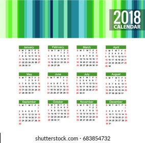 calendar 2018 Vector EPS 10 illustration.