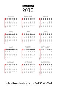 calendar for 2018. Vector EPS10