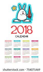 Calendar 2018. Vector file. The isolated image on a Christmas theme.