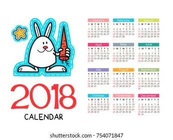 Calendar 2018. Vector file. The isolated image on a Christmas theme.
