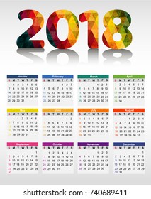 Calendar 2018. Vector illustration