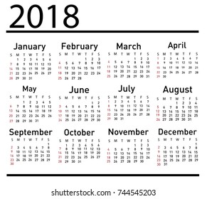 Calendar for 2018 vector illustration