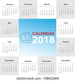 Calendar 2018. Week starts from Sunday.Vector eps10 .