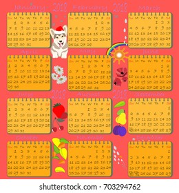 Calendar for 2018 year