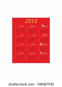 Calendar for 2018 year