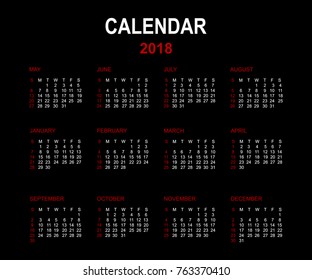 Calendar 2018 year