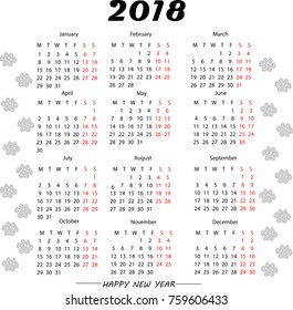 calendar 2018, the year of the dog