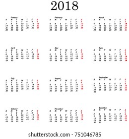 Calendar 2018 year dog vector icon illustration