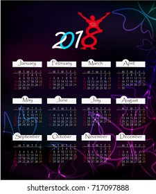 Calendar for 2018 year, editable template poster and calendar design, vector illustration…