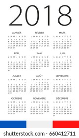 Calendar 2018 year - French Version