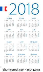 Calendar 2018 year - French Version