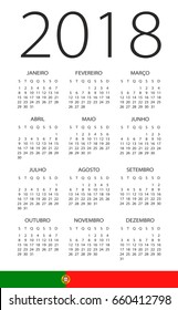 Calendar 2018 year - Portuguese Version