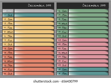 Calendar 2018 year 
 schedule for December 2018 years
Paper for daily scheduling for business