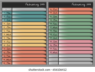 Calendar 2018 year 
 schedule for February 2018 years
Paper for daily scheduling for business