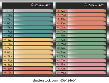 Calendar 2018 year 
 schedule for October 2018 years
Paper for daily scheduling for business