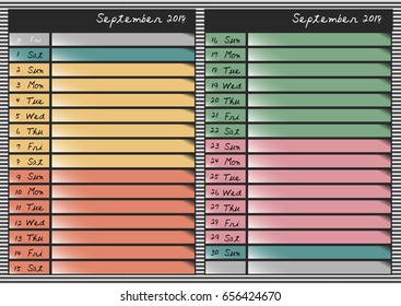 Calendar 2018 year 
 schedule for September 2018 years
Paper for daily scheduling for business