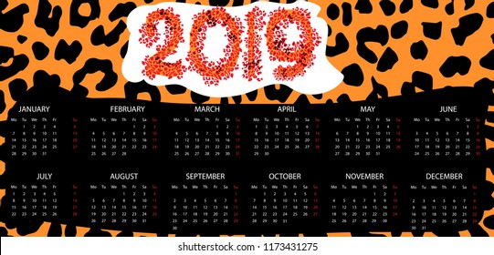 Calendar for 2018 Year. Vector Design Print Template with Place for Photo and Company Logo.