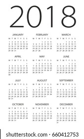 Calendar 2018 year - vector illustration