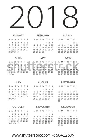 Calendar 2018 year - vector illustration