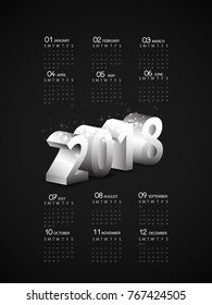 Calendar for 2018 year.Happy New Year.